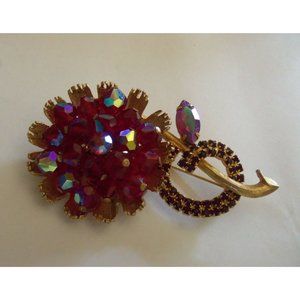 Mid-Century Aurora Borealis Rhinestone Brooch